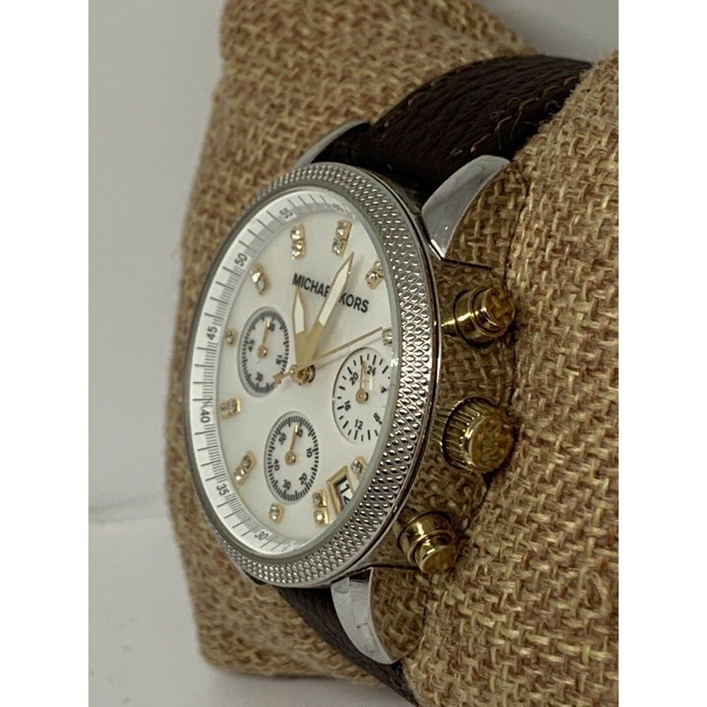 Michael Kors Jet Set MK5057 Womens Brown Leather Analog Dial Quartz Watch WFH190 - Picture 3 of 10